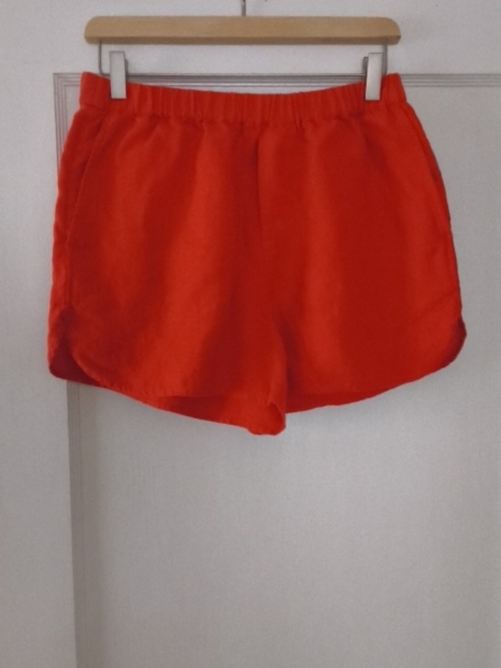 Madewell Bright Orange Elastic Waist Linen Shorts Sz S